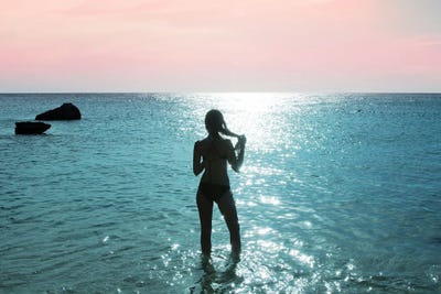 Sunset Swim I by Anita's & Bella's Art framed canvas print