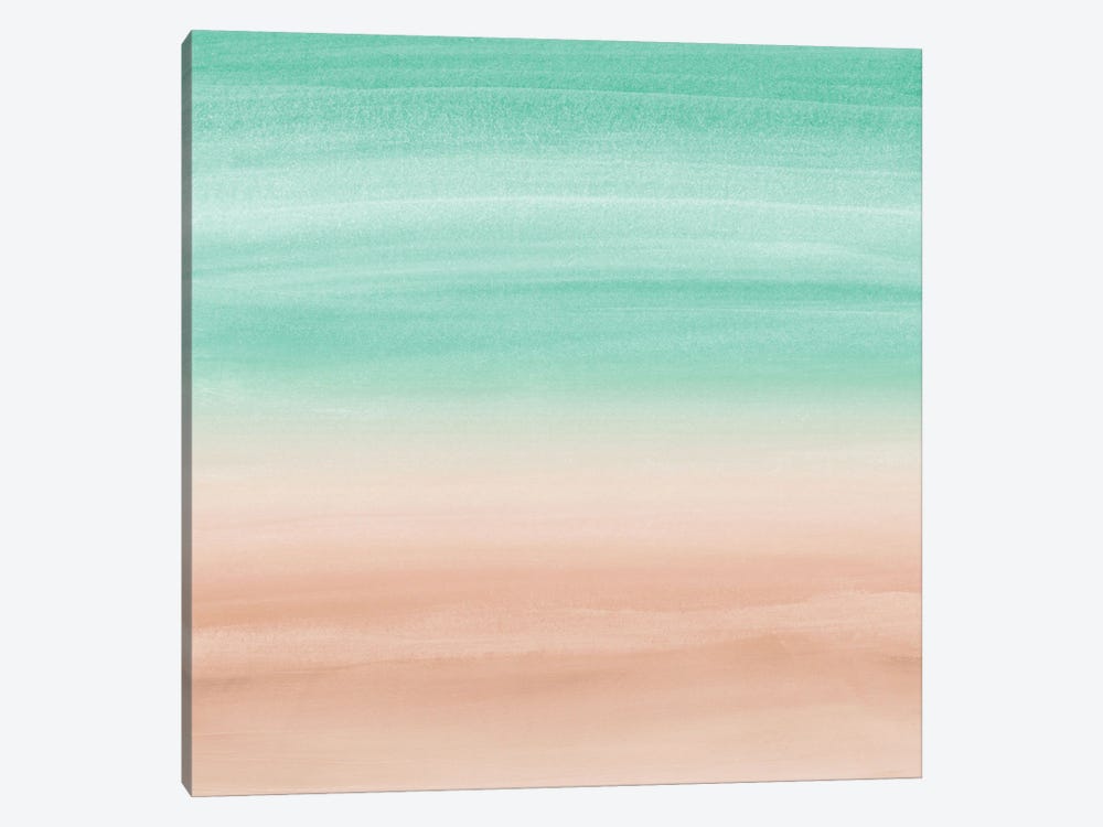 Touching Soft Emerald Beige Watercolor Abstract I by Anita's & Bella's Art 1-piece Canvas Artwork