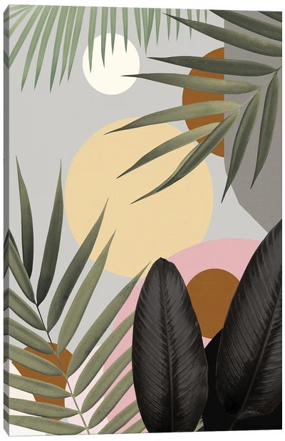 Tropical Abstract Jungle Oasis II Canvas Art Print - Tropical Leaf Art