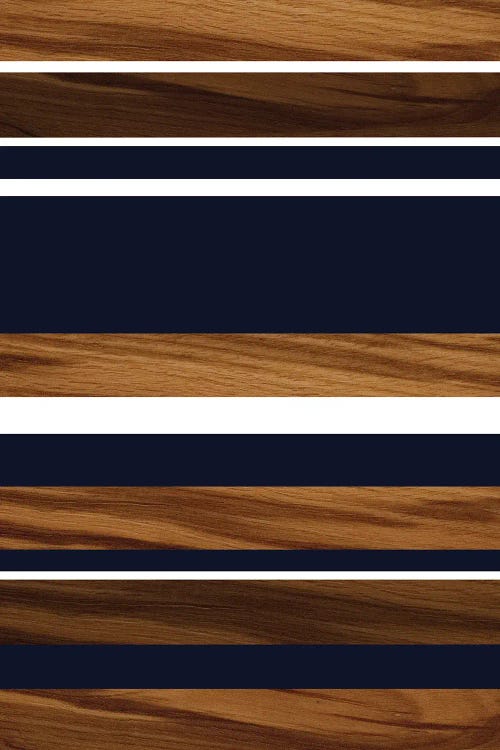 Wood Navy Blue White Stripes I