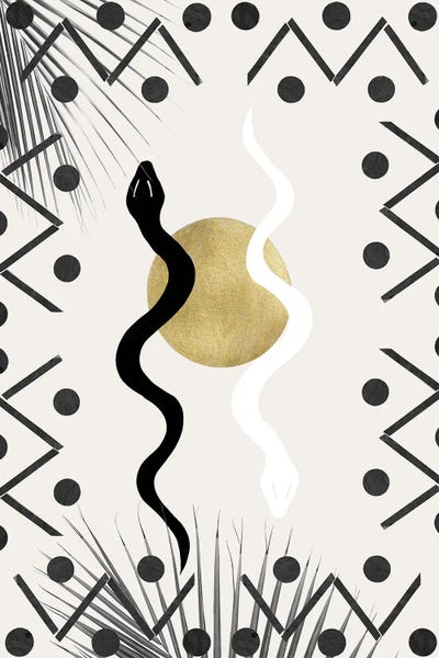 Snakes: Yin Yang Snakes Moon Palm Finesse I by Anita's & Bella's Art