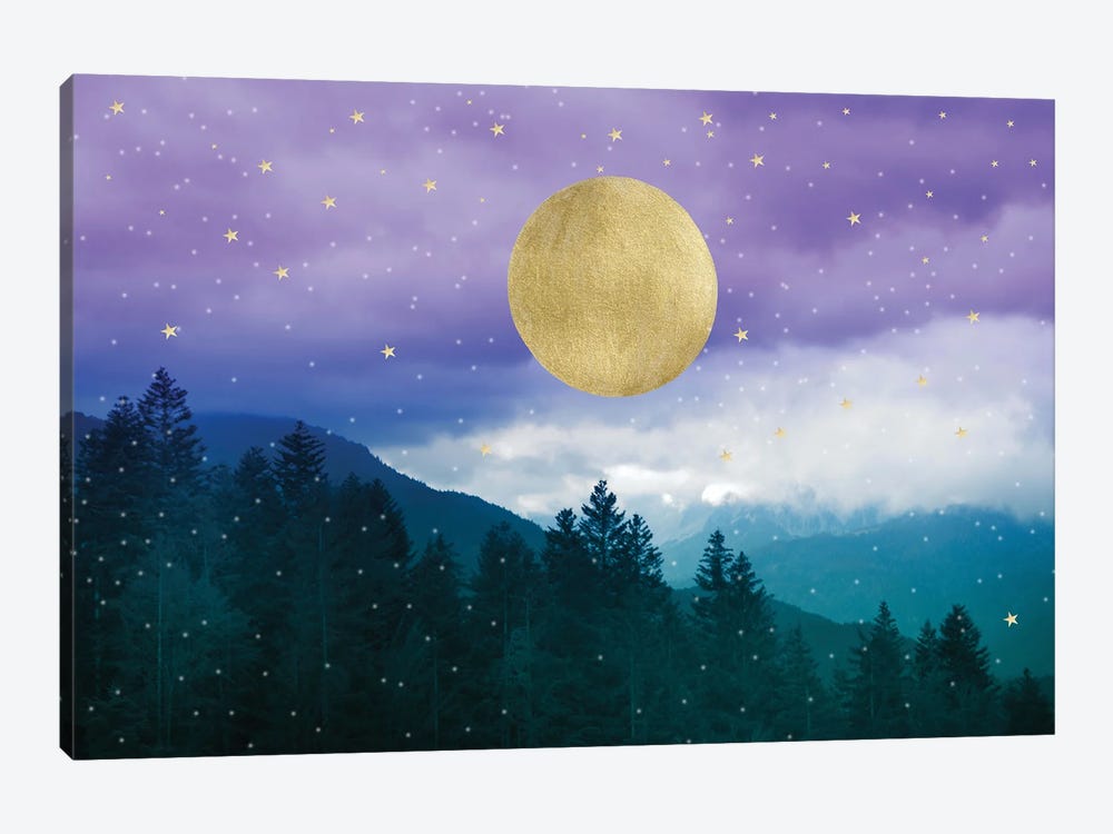 Dreamy Purple Teal Night Mountain Landscape I by Anita's & Bella's Art 1-piece Art Print