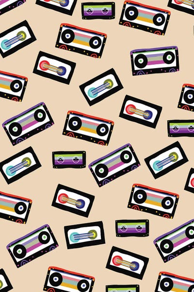 Retro Rainbow Cassette Tapes I by Anita's & Bella's Art framed canvas print