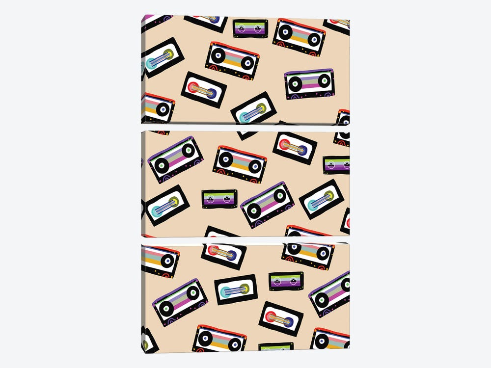 Retro Rainbow Cassette Tapes I 3-piece Canvas Artwork