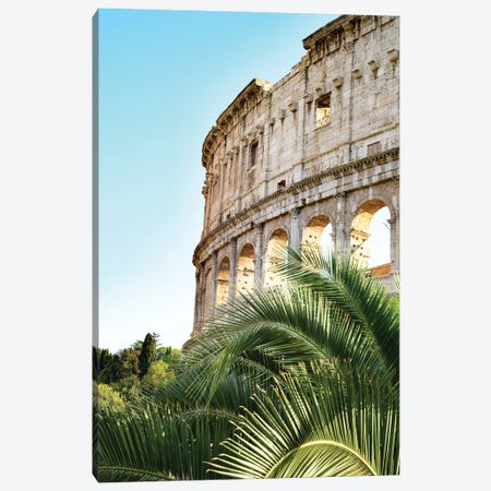 The Colosseum In Rome With Palm II Canvas Print #ABM354} by Anita's & Bella's Art Canvas Wall Art