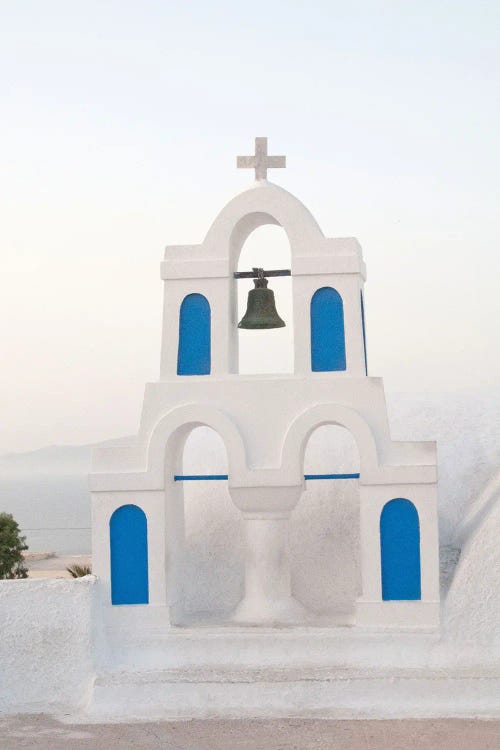 White Blue Bell Tower In Oia Santorini I