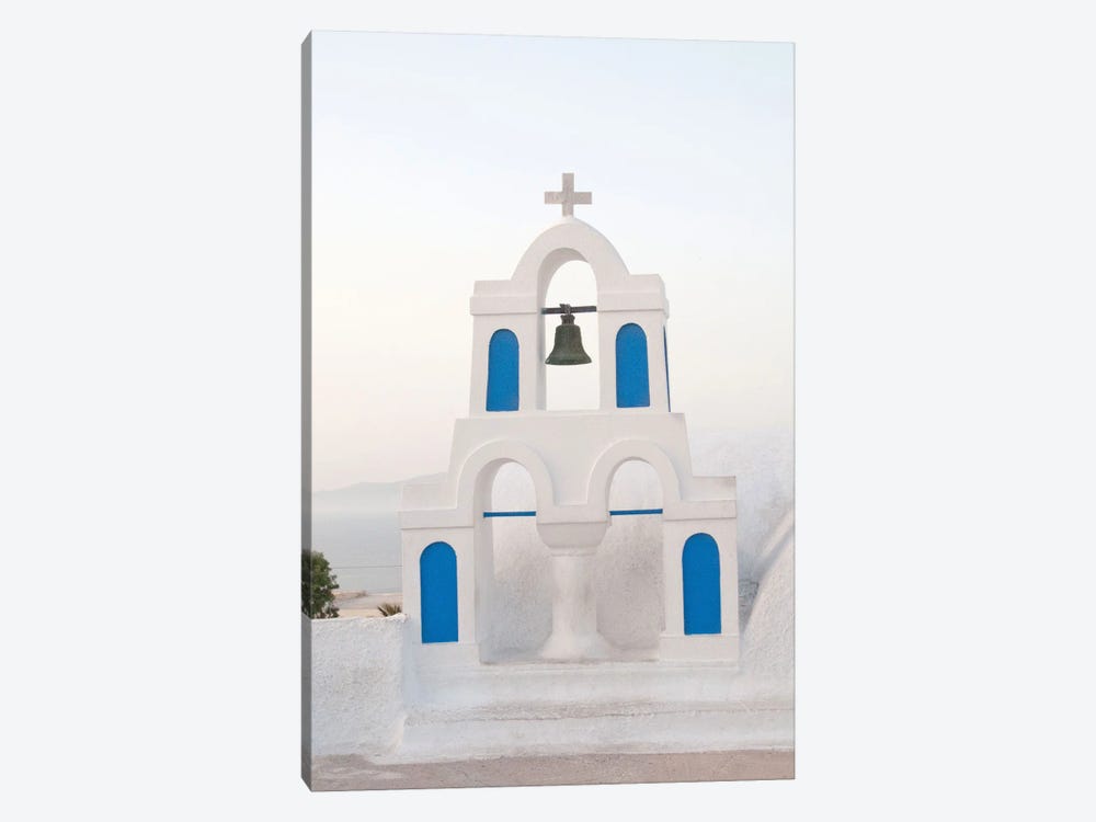 White Blue Bell Tower In Oia Santorini I by Anita's & Bella's Art 1-piece Canvas Print