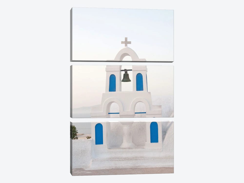 White Blue Bell Tower In Oia Santorini I by Anita's & Bella's Art 3-piece Canvas Art Print