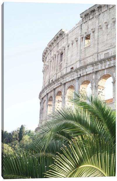 The Colosseum In Rome With Palm I Canvas Art Print - The Seven Wonders of the World