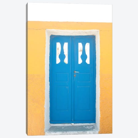 Yellow Meets Blue Door In Santorini I Canvas Print #ABM369} by Anita's & Bella's Art Canvas Wall Art