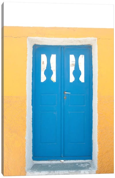 Yellow Meets Blue Door In Santorini I Canvas Art Print - Anita's & Bella's Art