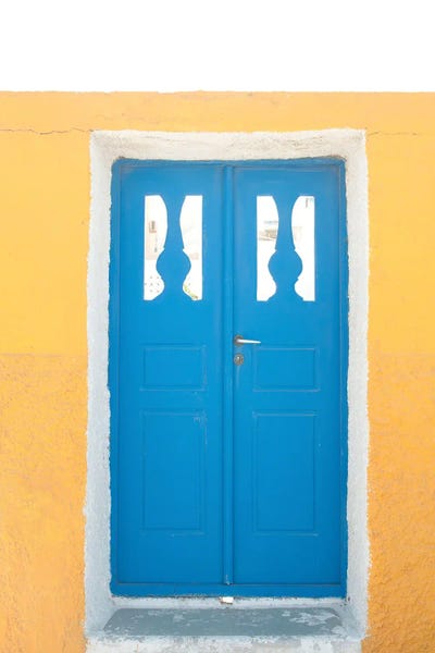 Anita's & Bella's Art: Yellow Meets Blue Door In Santorini I by Anita's & Bella's Art
