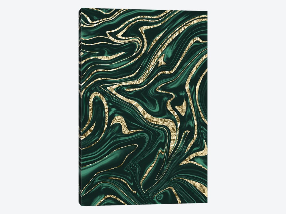 Emerald Green Black Gold Marb - Canvas Artwork | Anita's & Bella's Art