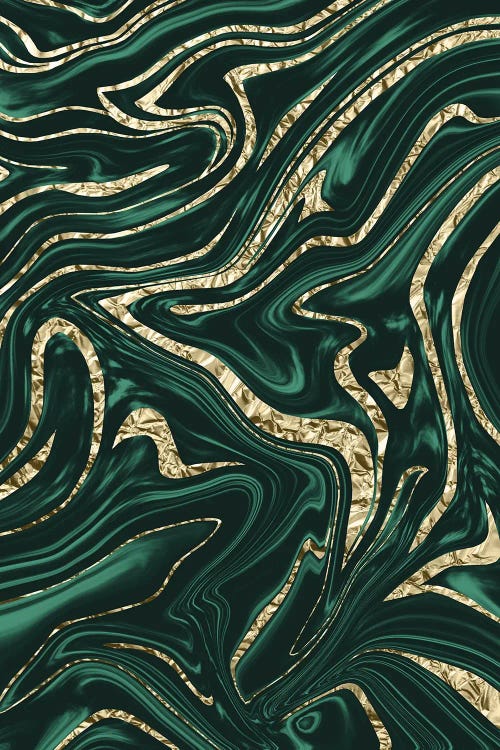 Emerald Green Black Gold Marble II