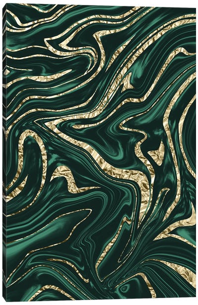 Emerald Green Black Gold Marble II Canvas Art Print - Anita's & Bella's Art
