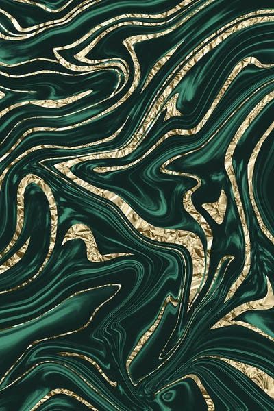 Agates, Geodes & Minerals: Emerald Green Black Gold Marble II by Anita's & Bella's Art