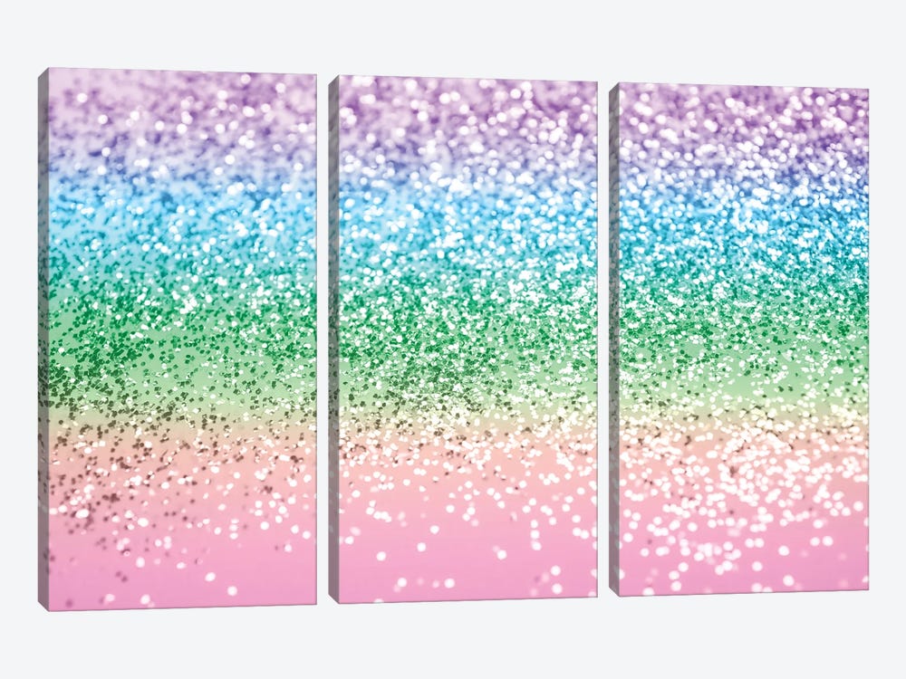Rainbow Unicorn Glitter (Faux Glitter) by Anita's & Bella's Art 3-piece Canvas Print