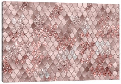 Mermaid Scales Glam V (Faux Glitter) Canvas Art Print - Rose Gold Art