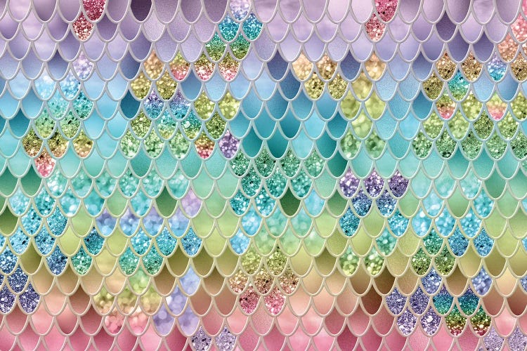 Summer Mermaid Scales I (Faux Glitter)