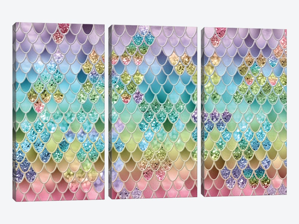 Summer Mermaid Glitter Scales (Faux Glitter) by Anita's & Bella's Art 3-piece Canvas Artwork