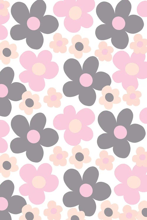 Blush Pink Gray Daisies Retro Dream