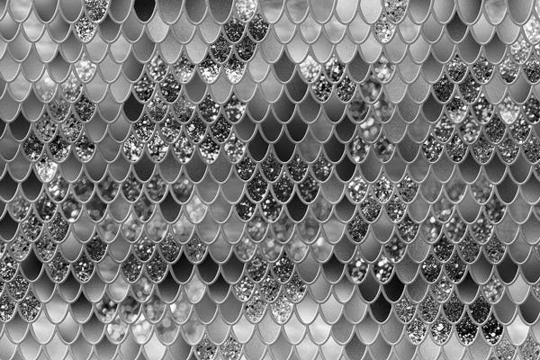 Black & White Patterns: Mermaid Scales Glam VI (Faux Glitter) by Anita's & Bella's Art
