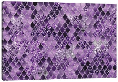 Mermaid Scales Glam VII (Faux Glitter) Canvas Art Print - Purple Abstract Art