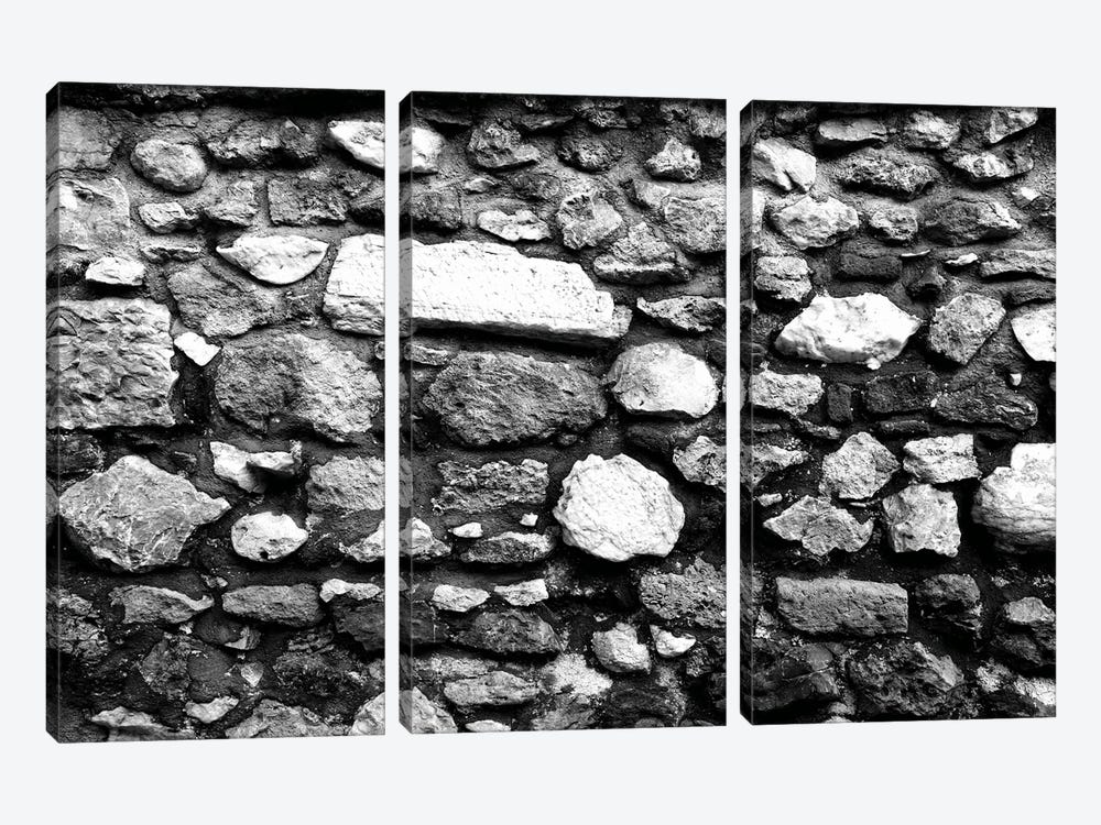 Black White Stone Wall I by Anita's & Bella's Art 3-piece Canvas Print