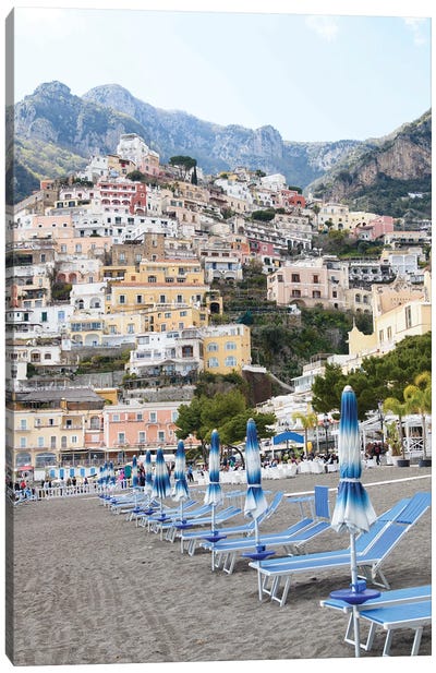 Positano Beach Umbrellas Dream I Canvas Art Print - Campania Art