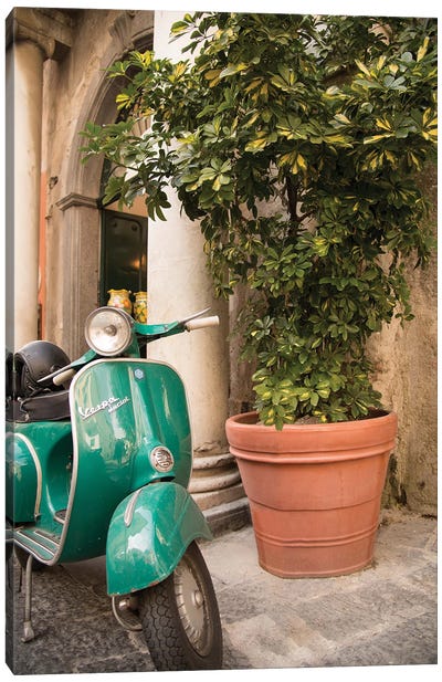 Retro Scooter In Amalfi I Canvas Art Print - Scooters