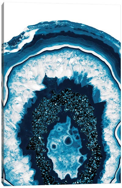 Blue White Agate With Blue Glitter I Canvas Art Print - Anita's & Bella's Art