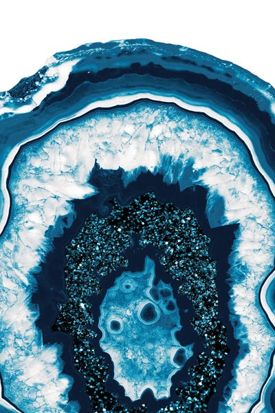 Agates, Geodes & Minerals: Blue White Agate With Blue Glitter I by Anita's & Bella's Art