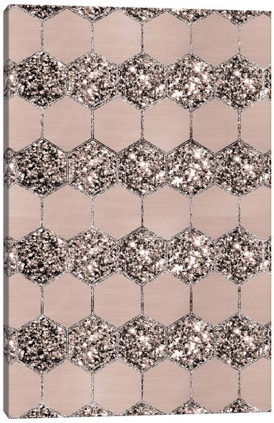Blush Hexagon Glitter Glam II Canvas Art Print - Rose Gold Art