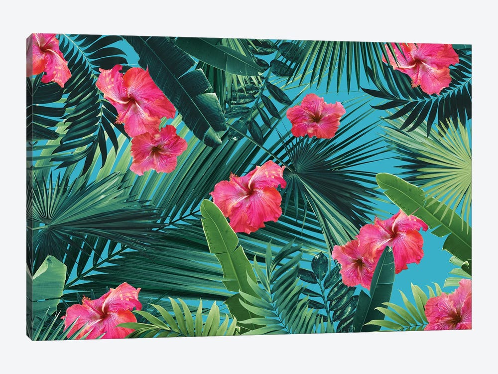 Tropical Hibiscus Flower Jungle Pattern I by Anita's & Bella's Art 1-piece Canvas Print