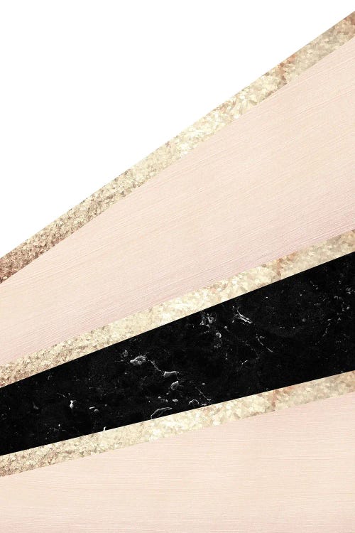 Blush, White, Black Marble And Rose Gold Stripes Glam I