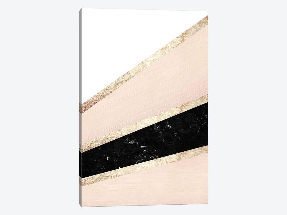 Blush, White, Black Marble And Rose Gold Stripes Glam I by Anita's & Bella's Art 1-piece Art Print