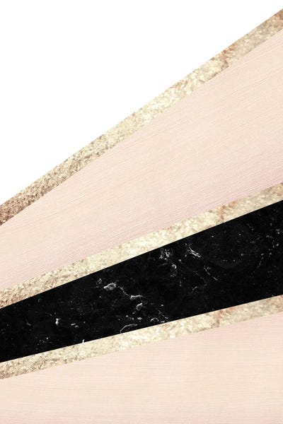 Blush, White, Black Marble And Rose Gold Stripes Glam I