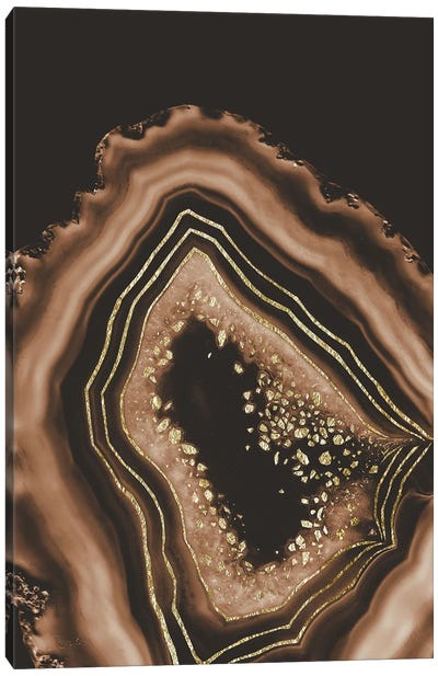 Brown Agate Gold Foil Glam I Canvas Art Print - Anita's & Bella's Art