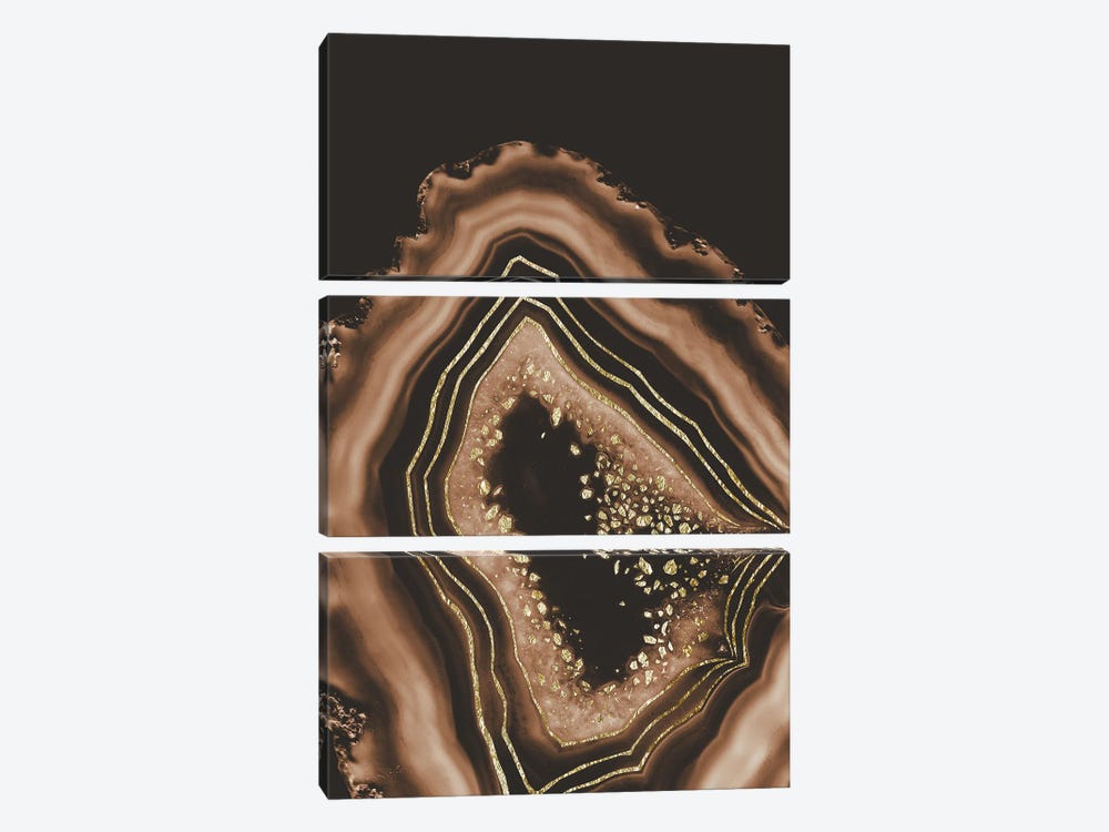 Brown Agate Gold Foil Glam I by Anita's & Bella's Art 3-piece Canvas Wall Art