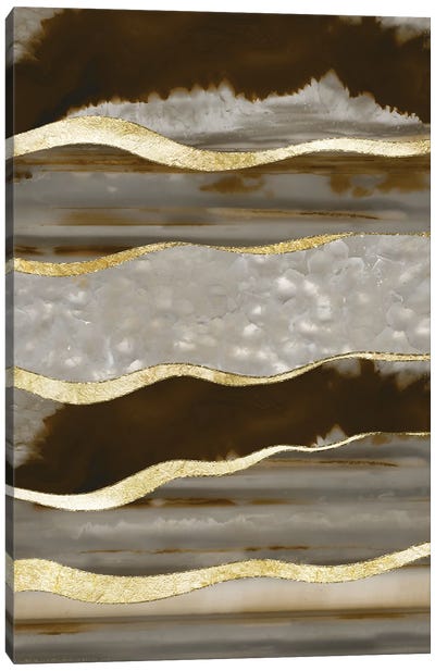 Brown Agate Gold Stripe Glam I Canvas Art Print - Anita's & Bella's Art
