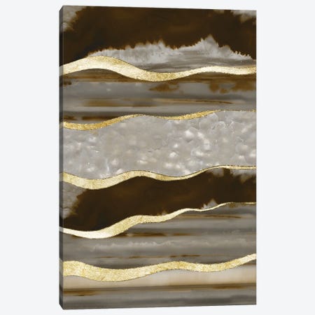 Brown Agate Gold Stripe Glam I Canvas Print #ABM59} by Anita's & Bella's Art Canvas Art