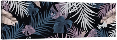 Tropical Jungle Night Leaves Pattern VII Canvas Art Print - Jungles