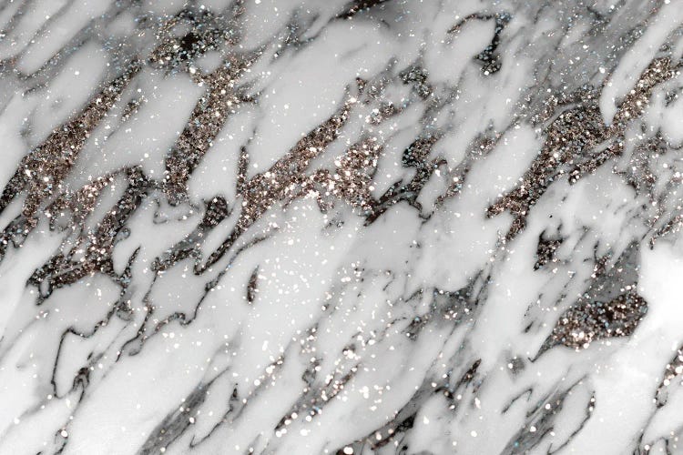 Classic White Marble Silver Glitter Glam I