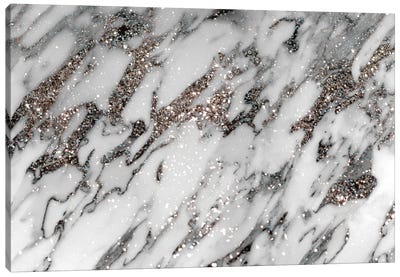 Classic White Marble Silver Glitter Glam I Canvas Art Print - Refreshing Workspace