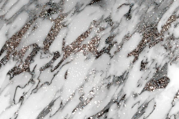 Refreshing Workspace: Classic White Marble Silver Glitter Glam I by Anita's & Bella's Art