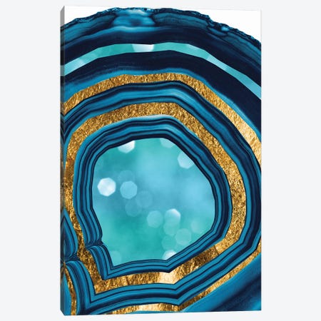 Agate Aqua Blue Gold I Canvas Print #ABM7} by Anita's & Bella's Art Canvas Wall Art
