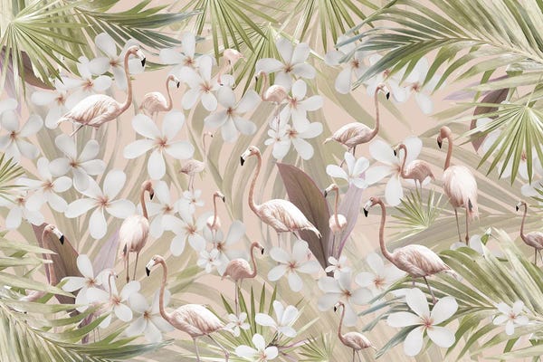 Flamingos: Pastel Flamingo Jungle Love III by Anita's & Bella's Art