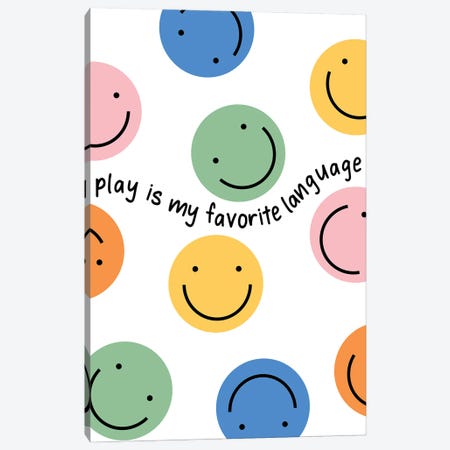Favorite Language Smiley Canvas Print #ABN27} by Alyssa Banta Canvas Print