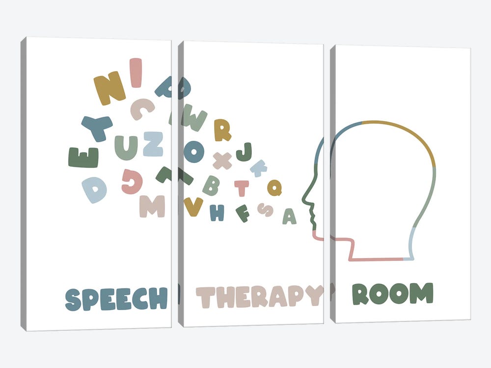 Neutral Speech Therapy Room by Alyssa Banta 3-piece Canvas Print