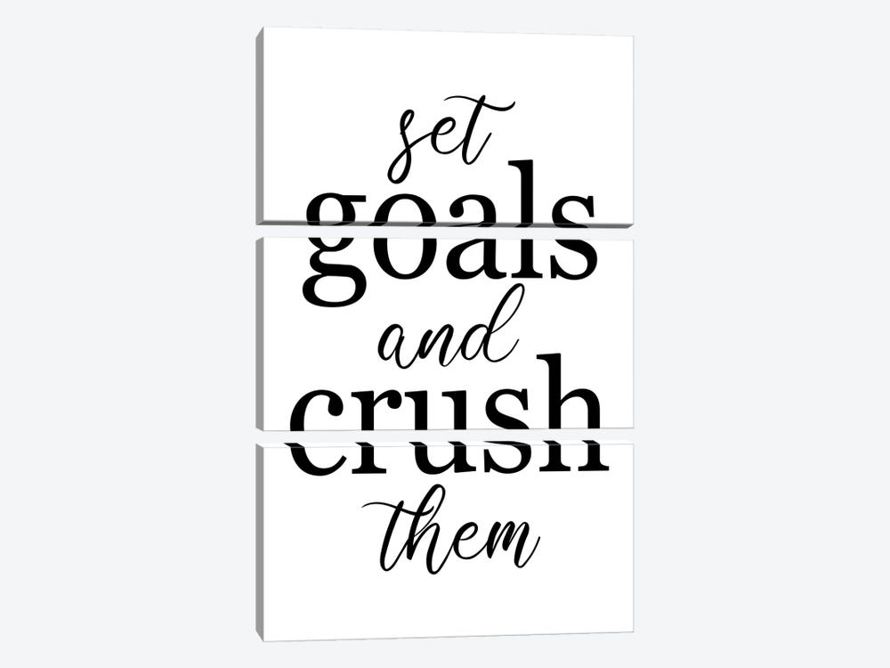 Set Goals And Crush Them by Alyssa Banta 3-piece Canvas Print